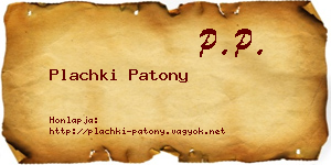 Plachki Patony névjegykártya